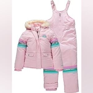 Retro Rainbow Scetchers Pink Snowsuit Set with Stripes Size 5/6 Girls
